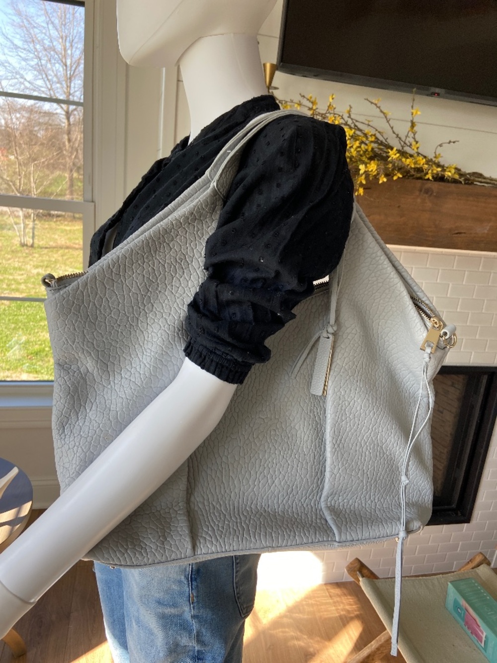 Vince Camuto Lamb Leather Pleated Tote